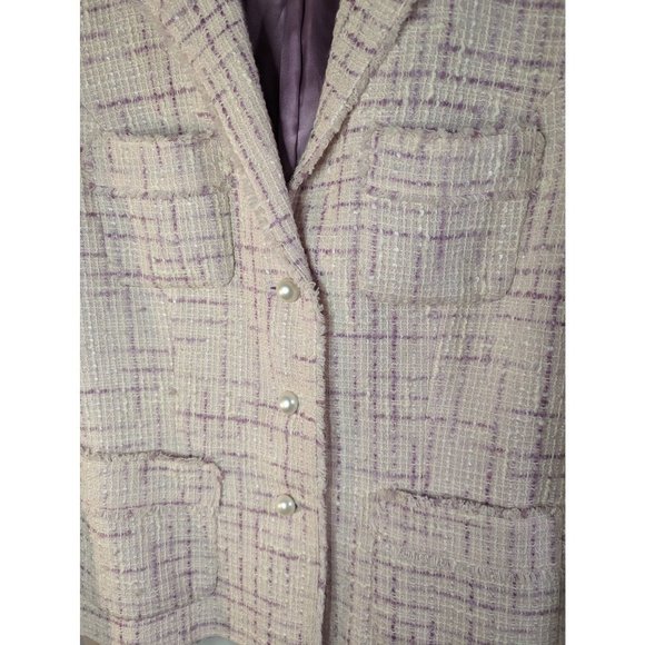 Classiques Entier Officewear Feminine Pink Tweed Cotton Blend Women's Blazer Med - Picture 2 of 8